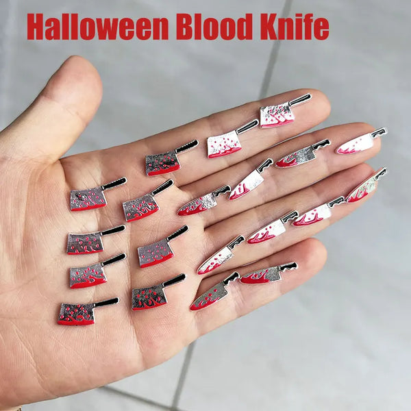 20/10Pcs Halloween Blood Knife Nail Charms